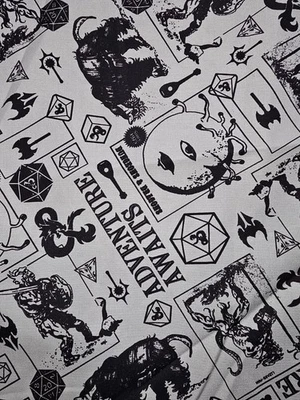 Dungeons And Dragons Monsters gris por yarda Lisc. Estampado algodón camelot  Foto 1 de 3