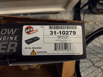 AFE Pro Dry Air Filter Alfa Romeo 2.0L Giulia Stelvio Foto 1 de 4