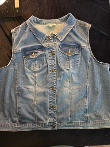 Woman Within Jeansweste Damen 28 W Blau Denim Biker Western Grunge - Bild 1 von 7