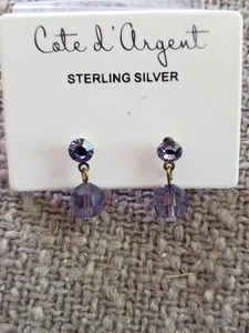 Cote d' Argent Sterlingsilber Amythest lila Kristall Ohrhänger NEU - Bild 1 von 4