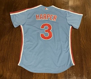 Nike Bryce Harper #3 Philadelphia Phillies Powder Blue Retro Jersey Men’s M New - Picture 1 of 9