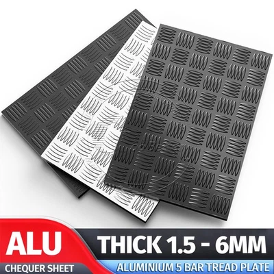 Aluminium 5 Bar Tread Plate Checker Chequer Sheet 1.5mm – 6mm Cut to Any Size - image 1 of 3