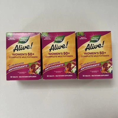 (3) Nature's Way Alive! Suplemento multivitamínico completo para mujer 50+ exp. 27/04 Foto 1 de 3