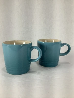 2~Tazas Le Creuset Turquesa Ombre 100 ml Caribbean Espresso Demitasse~ Nuevas Foto 1 de 4