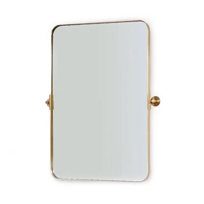 ANDY STAR Modern 38"x25" Hanging Bathroom Mirror, Brushed Gold (For Parts) - Image 1 of 4