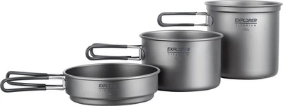 Titanium Stackable Camping Cooking Pot Mess Kit Set - Image 1 of 4