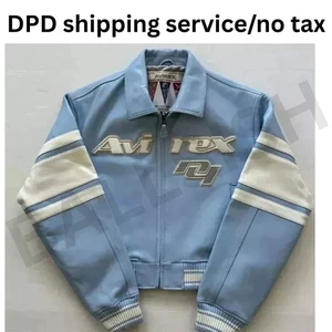 NEU Avirex Varsity Damen-Bomberjacke Retro Y2K Cropped Icon blau neu mit Etikett - Bild 1 von 2