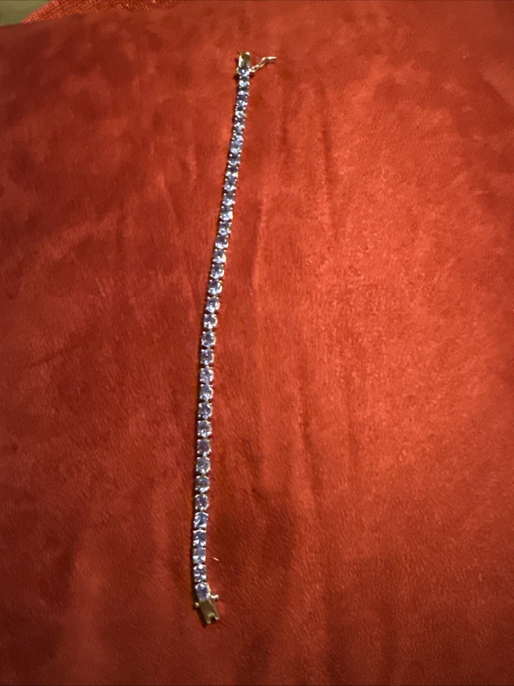 "Pulsera tenis amatista plata esterlina vintage 7,25"" hecha en Tailandia 17,2 gr" Foto 1 de 2