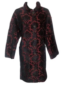 Graver Susan Graver Damask Red & Black Rhinestone Button Jacket Size 14 - Picture 1 of 10