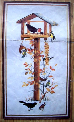 Fall birds in feeder Permin Scandinavian cross stitch pattern - Image 1 of 4