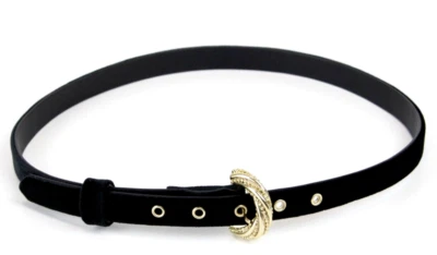 Sandro Belt Women Medium Velvet Look Gold Buckle Casual - Image 1 of 4