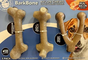 PET QWERKS TOYS. BarkBone Nylon Chews. XL Real Bacon. 3 Pack. USA Pets. BESTS. - Picture 1 of 9