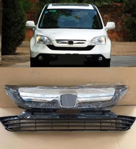 For Honda CRV CR-V 2007-2009 Chrome Front Bumper Upper Grille+Lower Grill 2pcs - Bild 1 von 5