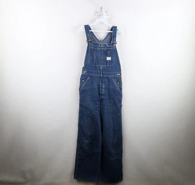 Vintage 60s Big Mac Mens 30x32 Distressed Square Bak Wide Leg Denim Overalls USA - Image 1 of 4