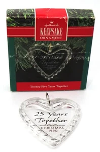 Hallmark Keepsake 25 Years Together Ornament Faceted Glass Vintage SHIPS FREE - Picture 1 of 5