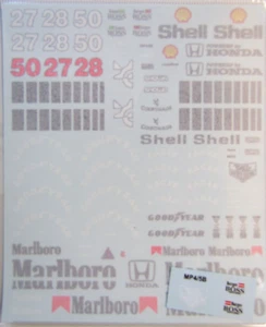 Decalpool 1/20 Mclaren MP4/5B Full Sponsor Decal Sheet # DP022 for Tamiya kit - Picture 1 of 3