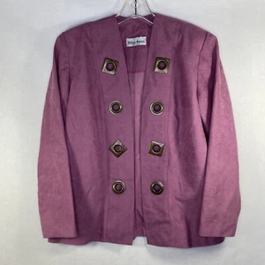 Village Square Women's Pink Long Sleeve Jacket Blazer Cut Out Metal Detail 8P - Picture 1 of 9