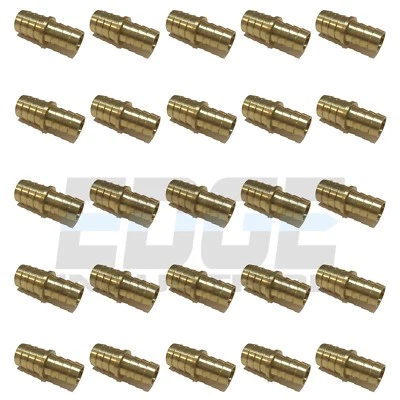 25 Pack 3/4 X 5/8 Hose Barb Mendor Union Splicer Brass Pipe Fitting WOG Fuel Air - Image 1 of 4