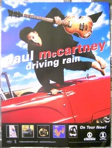 PAUL McCARTNEY Driving Rain 2001 promo POSTER with Hofner Violin Bass LIVE - Picture 1 of 1