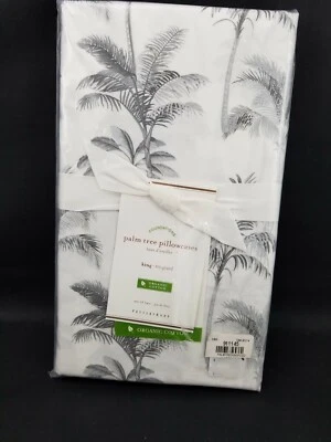 Pottery Barn Gray Palm Tree King Beach Pillowcases S/ 2 #3617 - Image 1 of 3