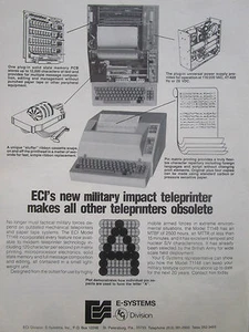 5/1977 PUB E-SYSTEMS ECI T-1148 IMPACT TELEPRINTER MILITARY COMMUNICATIONS AD - Imagen 1 de 1
