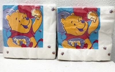 Vintage Hallmark Disney Winnie the Pooh 7X7” Party Express Party Napkins 16ct X2 - Image 1 of 4