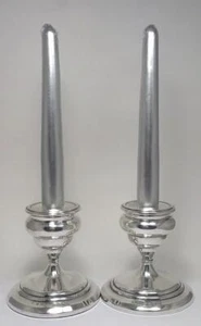 Pair of Antique Sterling Silver Chunky Candlesticks (3 ¾” tall)– Hallmarked 1910 - Picture 1 of 12