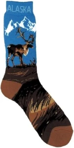 Alaska Novelty Caribou Mountain Towel Socks Adult 8-11 - Picture 1 of 1
