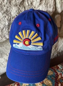 Colorado Aksels Hat Cap Blue Red Sunrise Mountains Adjustable Unisex Cotton - Picture 1 of 11