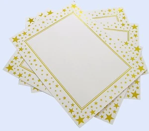 foil certificates 8.5 X 11 whole sale bulk gold stars border award stamped 30 ct - Picture 1 of 1