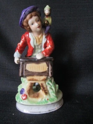 Estatuilla de porcelana vintage - Molinillo de órganos con mono Foto 1 de 4