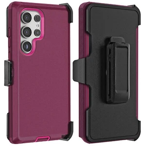 Red For Samsung Galaxy S24 Plus/Ultra S24 FE Case Heavy Duty Cover / Belt Clip - Picture 1 of 14