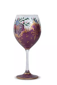 Maroon flower design non-lead crystal wine glasses (set of 4) - Picture 1 of 2