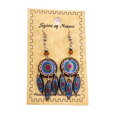 Pendientes colgantes Spirit of Nature flor azul y rosa atrapasueños Foto 1 de 4