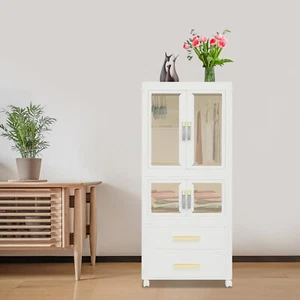 Collapsible Wardrobe, Plastic Closet Organizer, Clothes Storage Cabinet w/Wheels - Picture 1 of 10