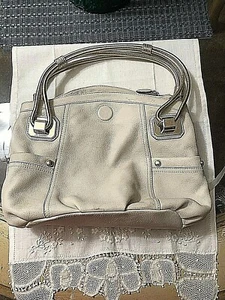 Ivory Hand Bag w/ Metallic Gold Straps by B Makowsky #48 - Picture 1 of 11