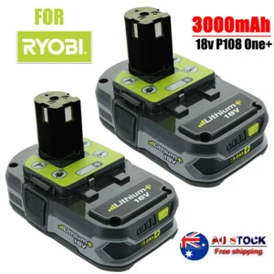 2X 18V 3.0Ah Lithium ion Battery For RYOBI P108 PLUS P104 P102/ Charger AU - Picture 1 of 44