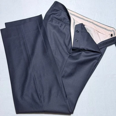 Canali Mens Blue Gray Check Wool Dress Pants Trousers 37Wx34 (+2.5"extra fabric) - Image 1 of 4