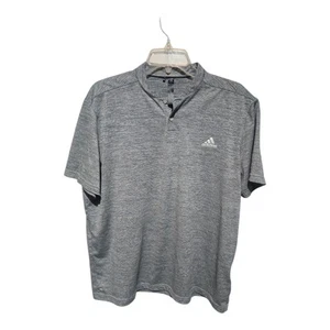 Mens Adidas T Shirt Henley Jersey Men's Green Mareled Tee Short Sleeve Large - Picture 1 of 2