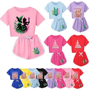 Kids Girls Boy Wicked Glinda Short T-shirt Pants Outfits Tracksuit Pjs Set 3-13Y - Picture 1 of 56