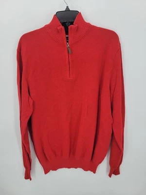 Suéter Club Room Para Hombres Grande Rojo Cuarto Cremallera Algodón Preppy Pullover Preppy  Foto 1 de 4