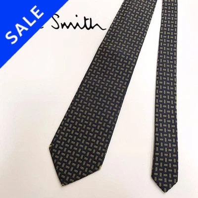 Corbata de seda Paul Smith negra amarilla de lujo usada Foto 1 de 4