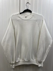 Sudadera De Colección Años 80 Fruit Of The Loom Raglán Cuello Redondo Para Hombre Mediana Blanca EE. UU. - Imagen 1 de 5