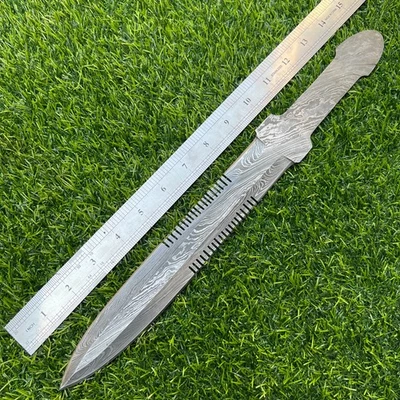 15'' Handmade Damascus Steel Hunting Knifemaking Dagger Blank Blade Knife - Image 1 of 4