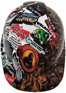 CAP STYLE hard hat custom hydro dipped IN WELDERS STICKER BOMB 💣 NEW - Picture 1 of 7