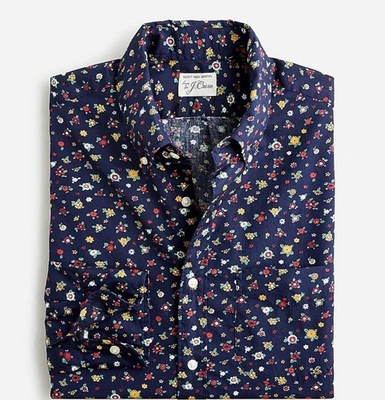 J. Crew Men's Slim Untucked Secret Wash Button Down Shirt Size XL Navy Floral - Image 1 of 4