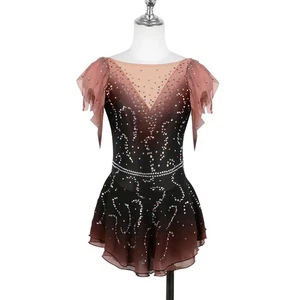 Vestito pattinaggio figurativo donna ragazza gonna pattinaggio su ghiaccio sfumato gonna senza schiena - Foto 1 di 10