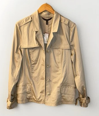 Chaqueta gabardina beige mercado negro de la Casa Blanca detalles con botones talla 18 nueva Foto 1 de 4