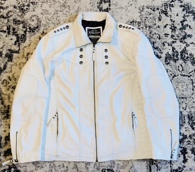 Jaqueta de couro branca Affliction edição limitada masculina tamanho 3XL premium 100/108 - Imagem 1 de 4