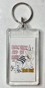 Eat, Drink, And Be Merry...Then Puke Keychain NOS 3.75" Keyring Beer Alcohol - Imagen 1 de 3